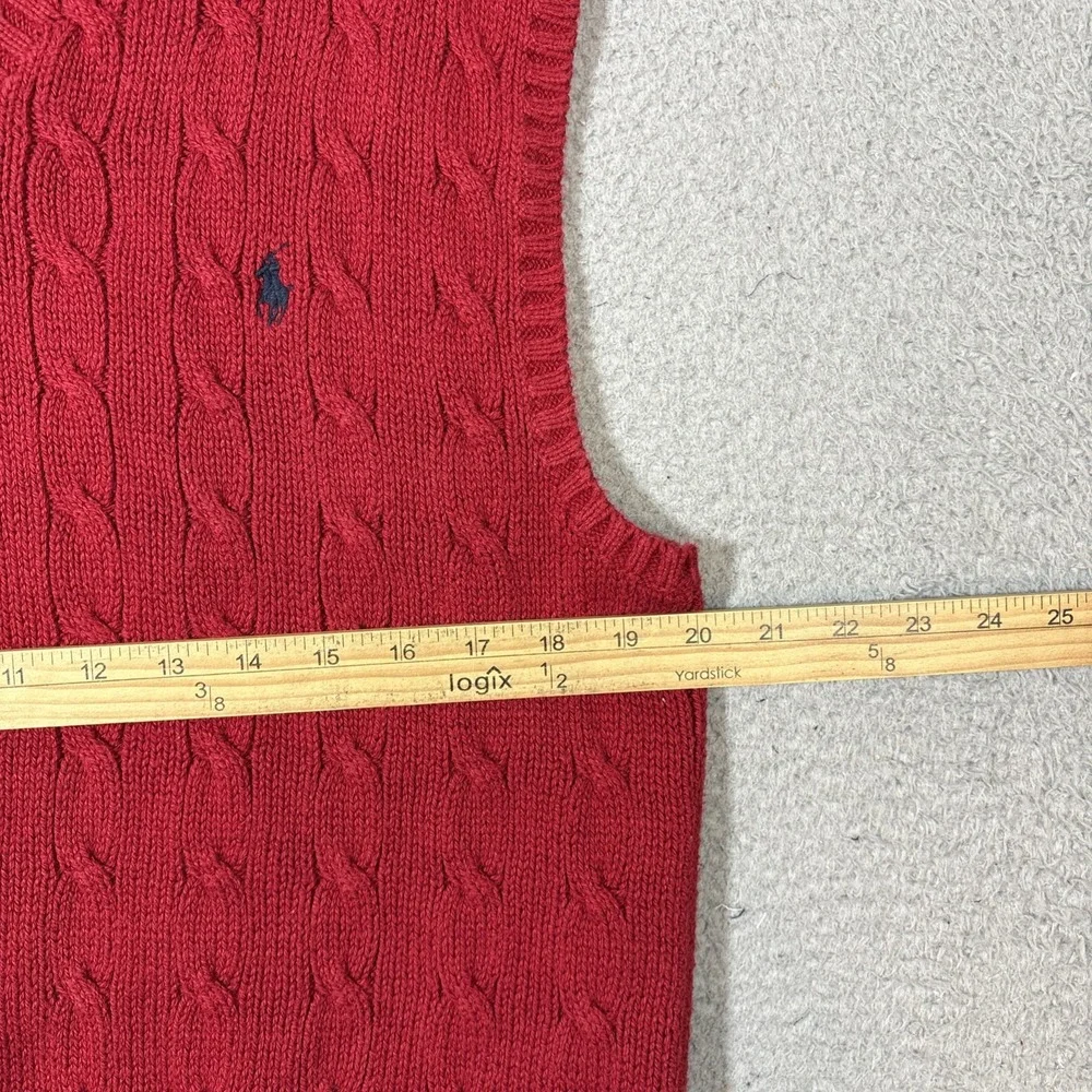 Vintage Polo Ralph Lauren Sweater Vest Mens L Red Blue Pony Golf Preppy V Neck - Picture 4 of 6